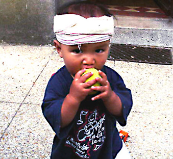 eating a tennis ball